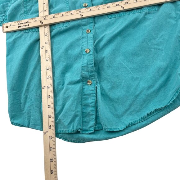 Vintage Bonjour Teal Button-Up Shirt Womens Large 100% Cotton Long Sleeve Casual - Picture 4 of 5